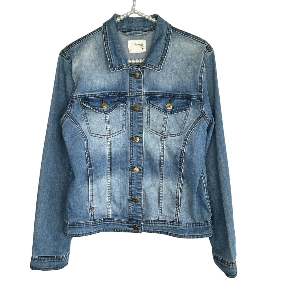 Greenfield Denim Jacket L Boho Festival Indie Western Embroidered Aztec Tassel - Picture 2 of 9